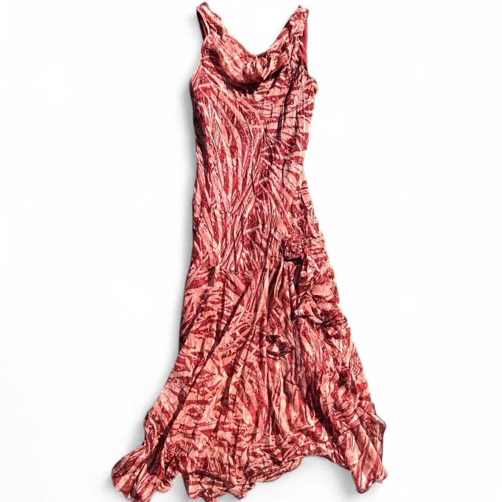 Vintage 90s bias cut cowl neck silk midi dress
